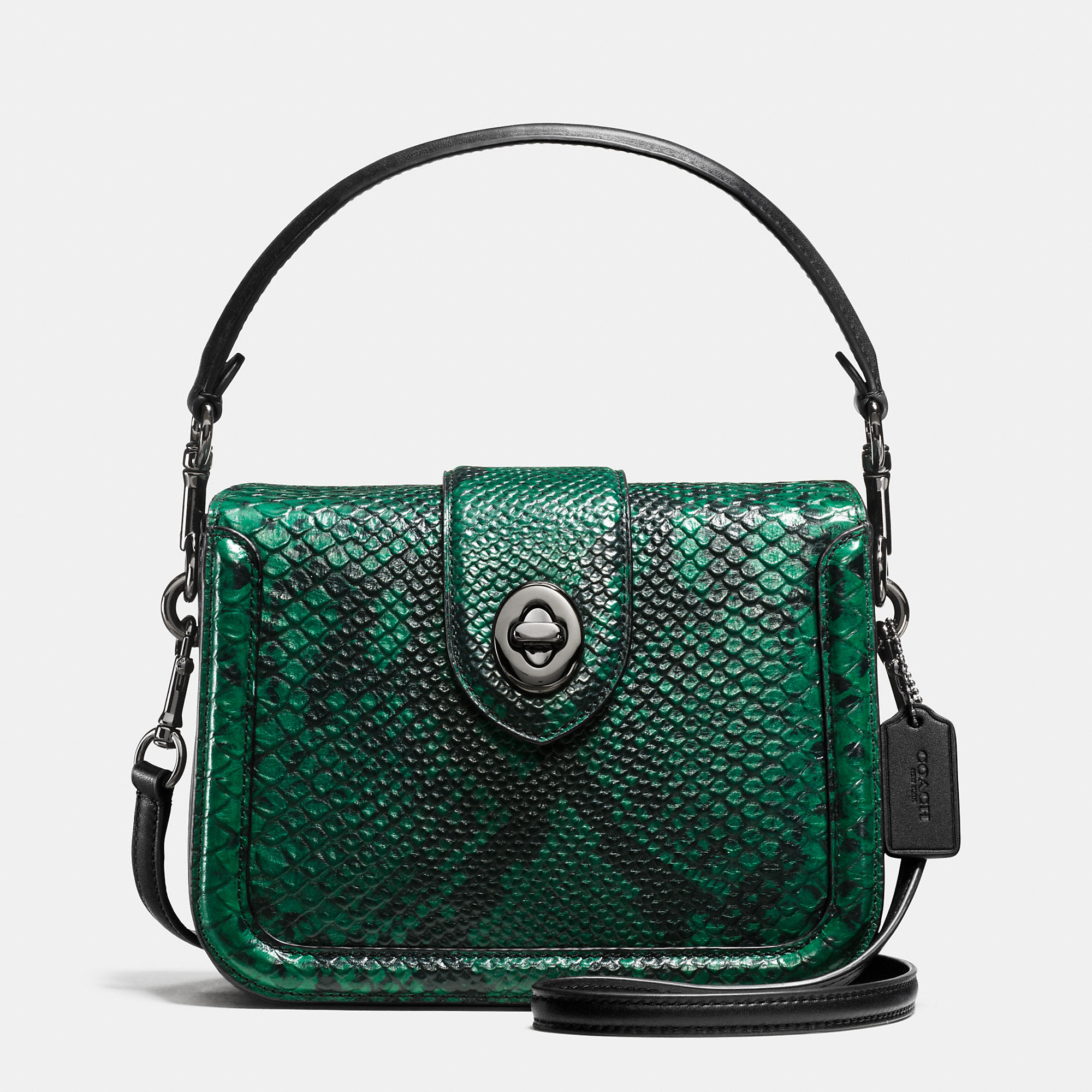 Lyst Coach Page Top Handle Crossbody In Snakeembossed Leather in Green